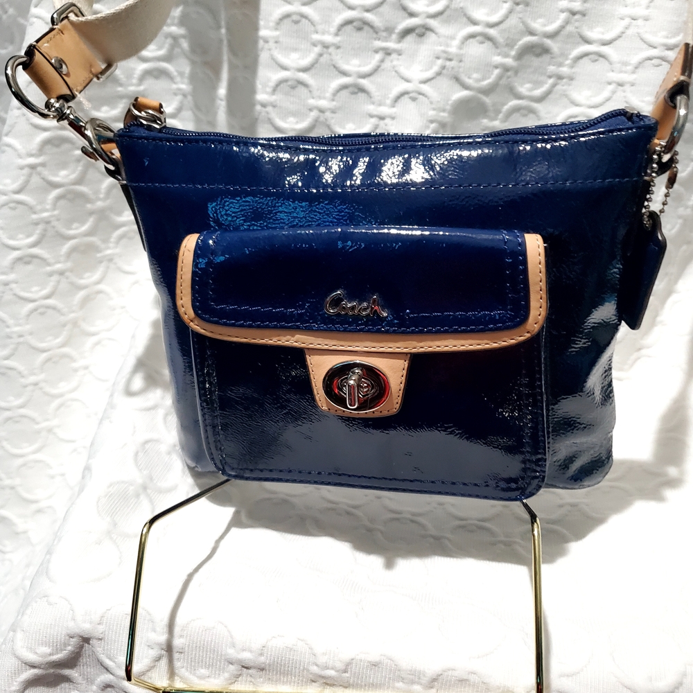 Coach Blue and Cream Crossbody Bag with Elegant Design
